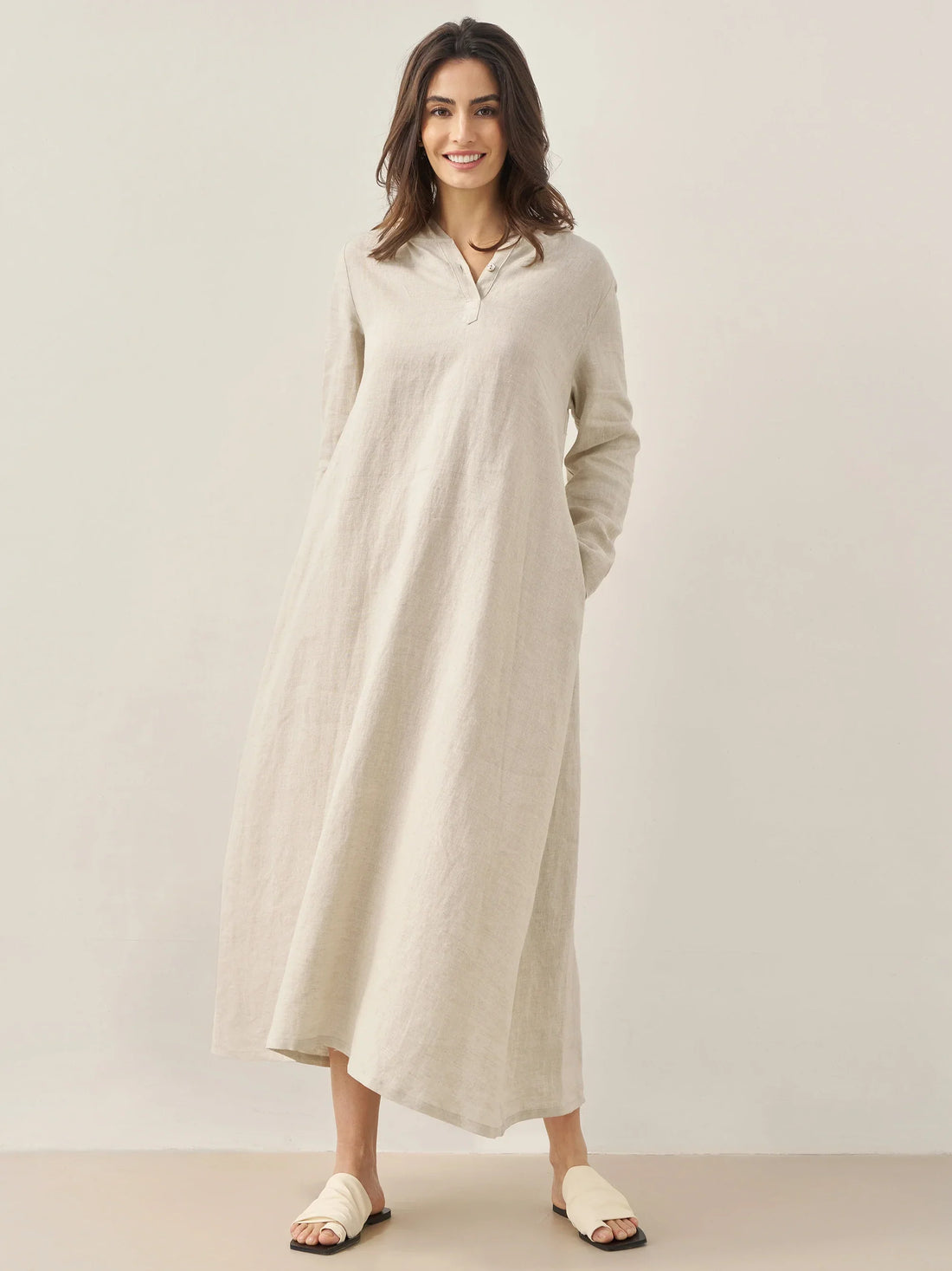 100% Linen Relaxed Maxi Dress