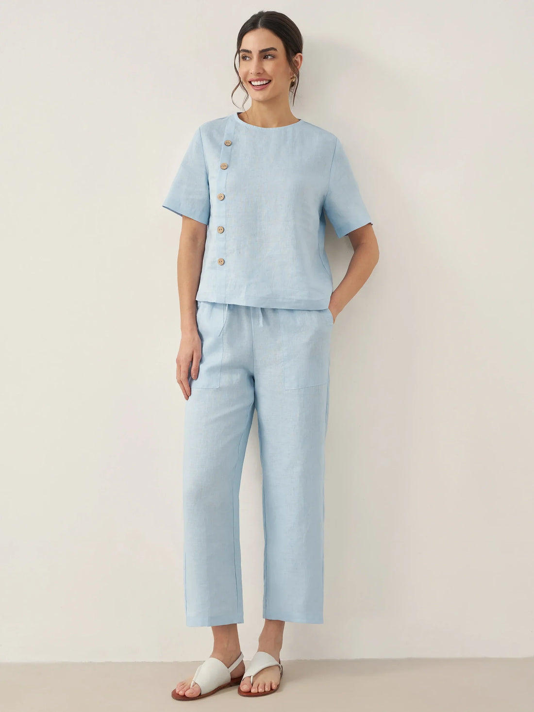 100% Linen Short Sleeve Pant Set