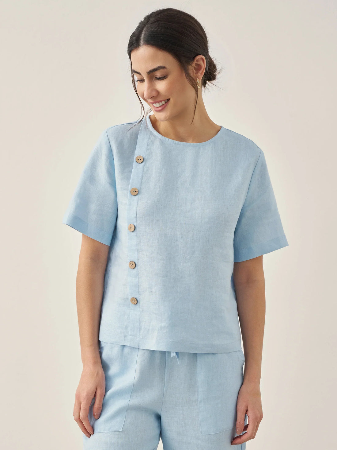 100% Linen Short Sleeve Pant Set