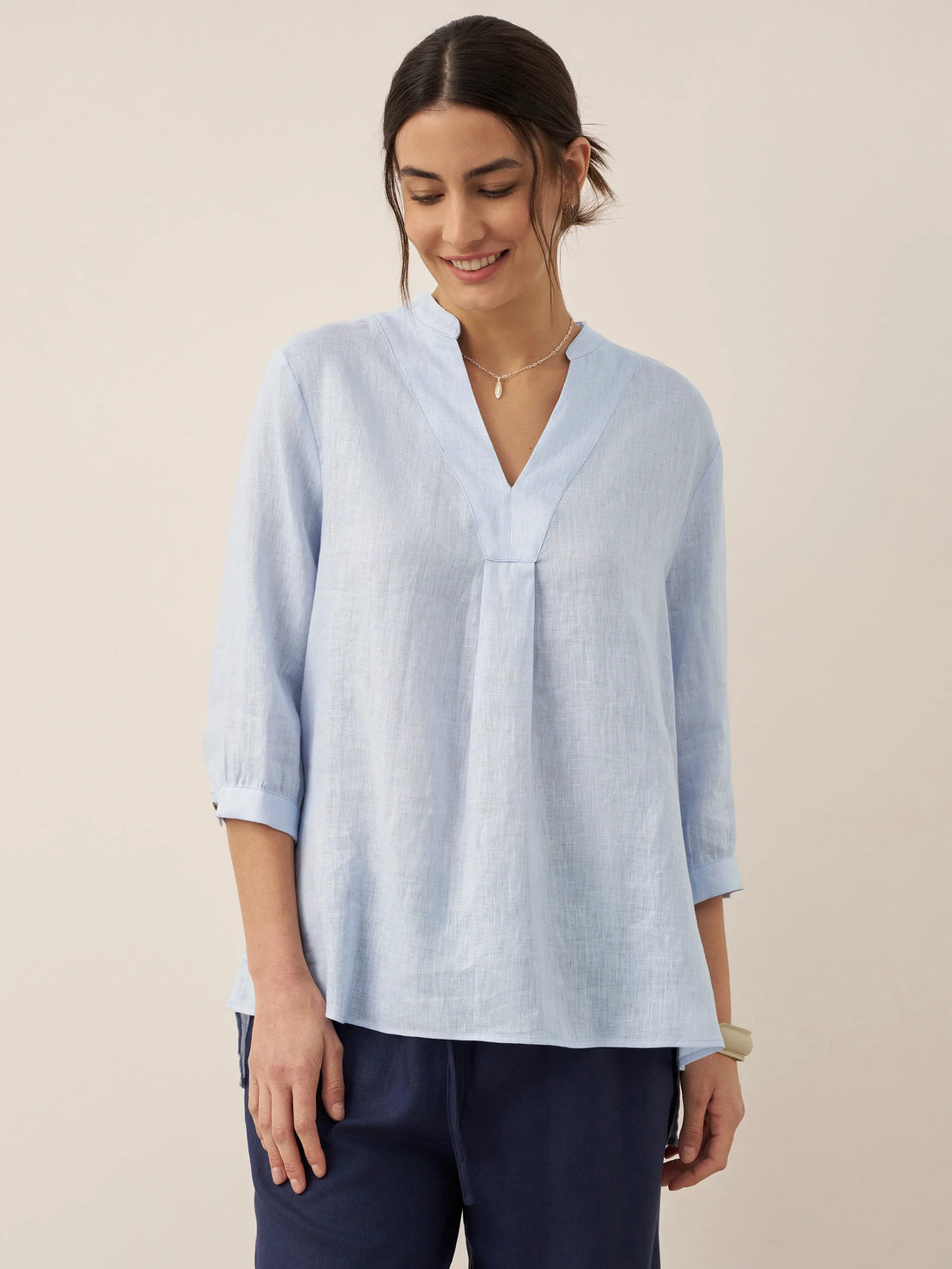 100% Linen Pleated A-Line Shirt