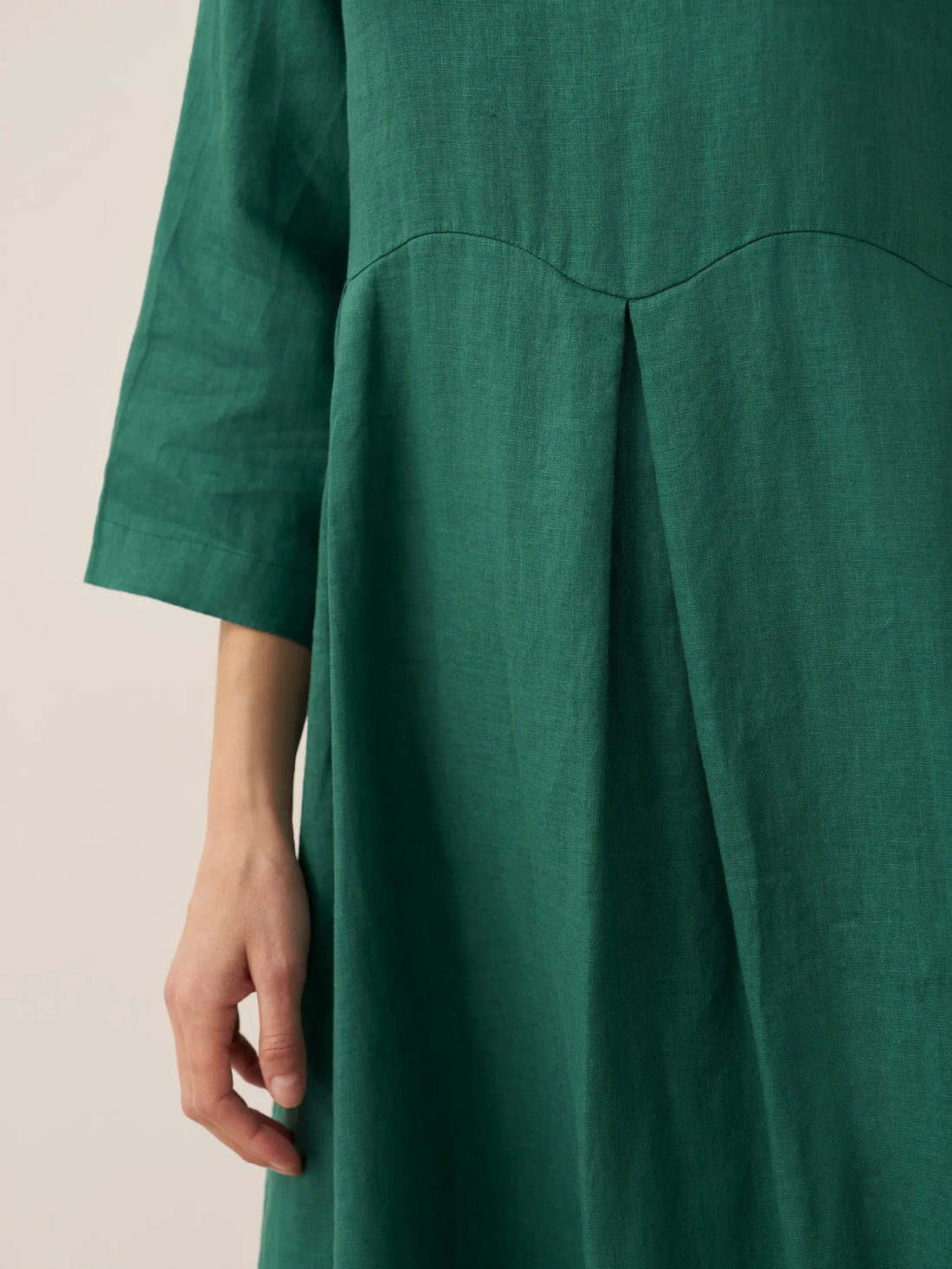 100% Linen Three-Quarter Sleeve Midi Dress