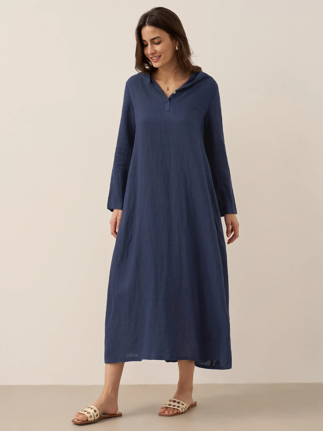 100% Linen Relaxed Maxi Dress