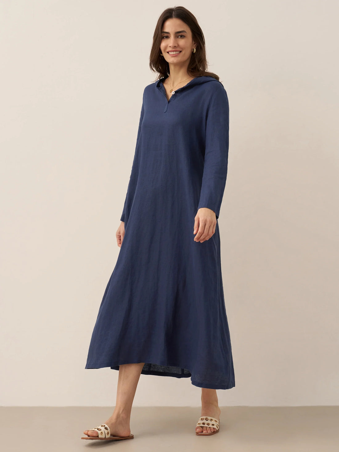 100% Linen Relaxed Maxi Dress