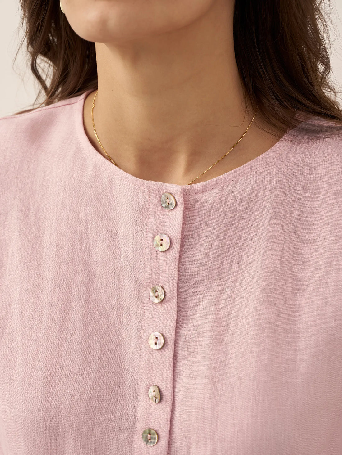 100% Linen Button-Front Drop-Shoulder Shirt