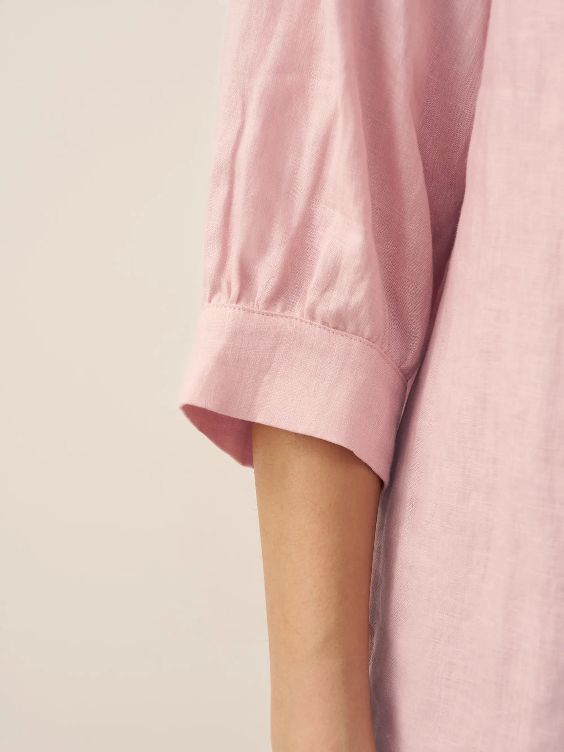 100% Linen Button-Front Drop-Shoulder Shirt