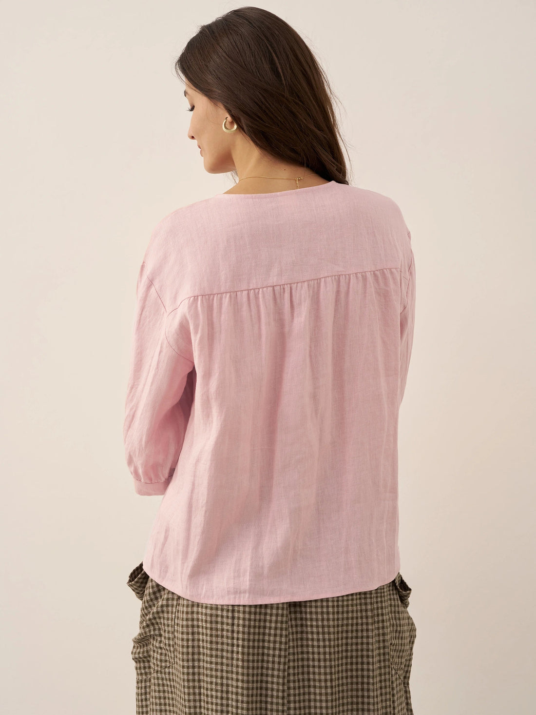 100% Linen Button-Front Drop-Shoulder Shirt