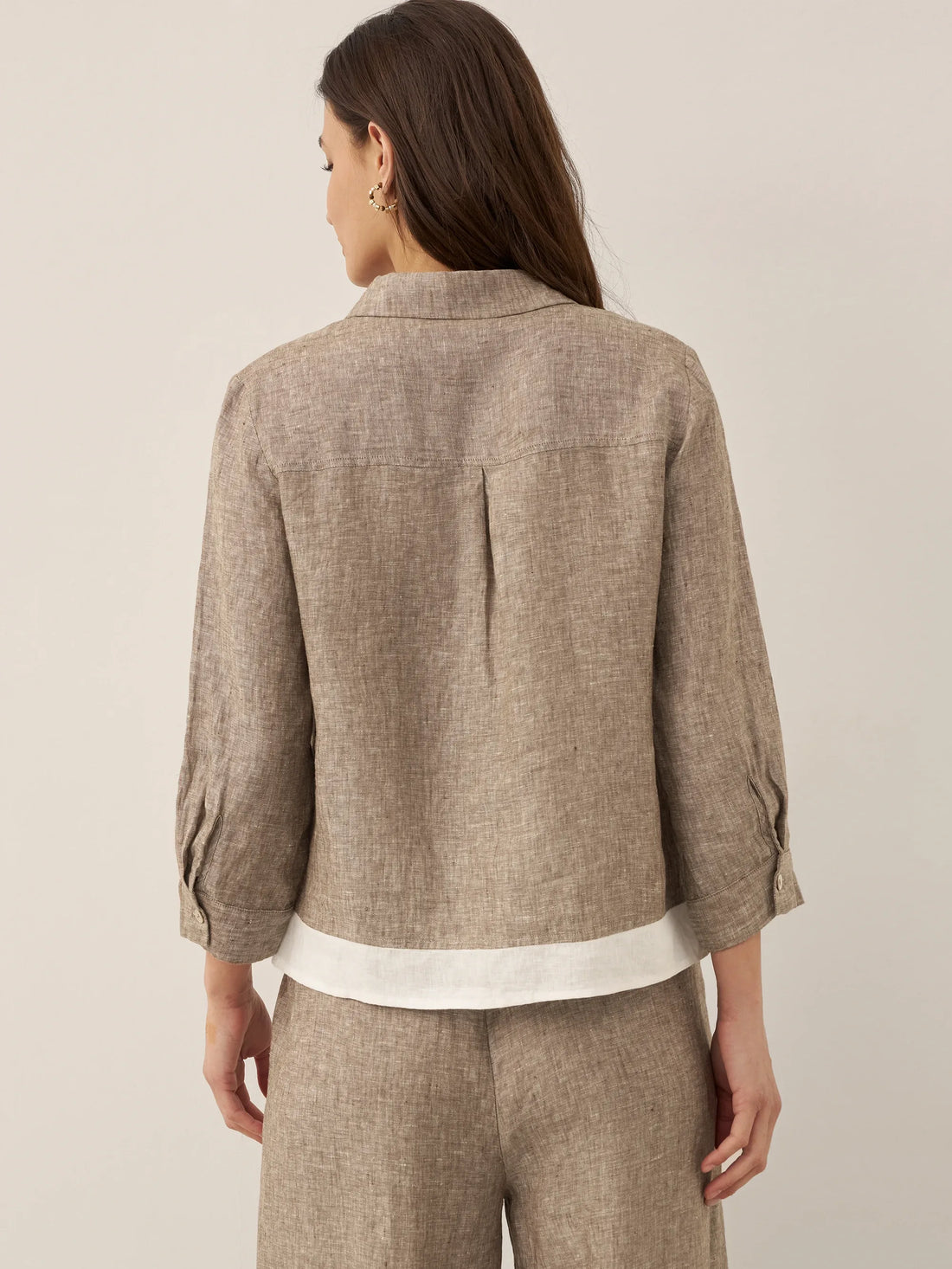 100% Linen Long-Sleeve Collared Shirt