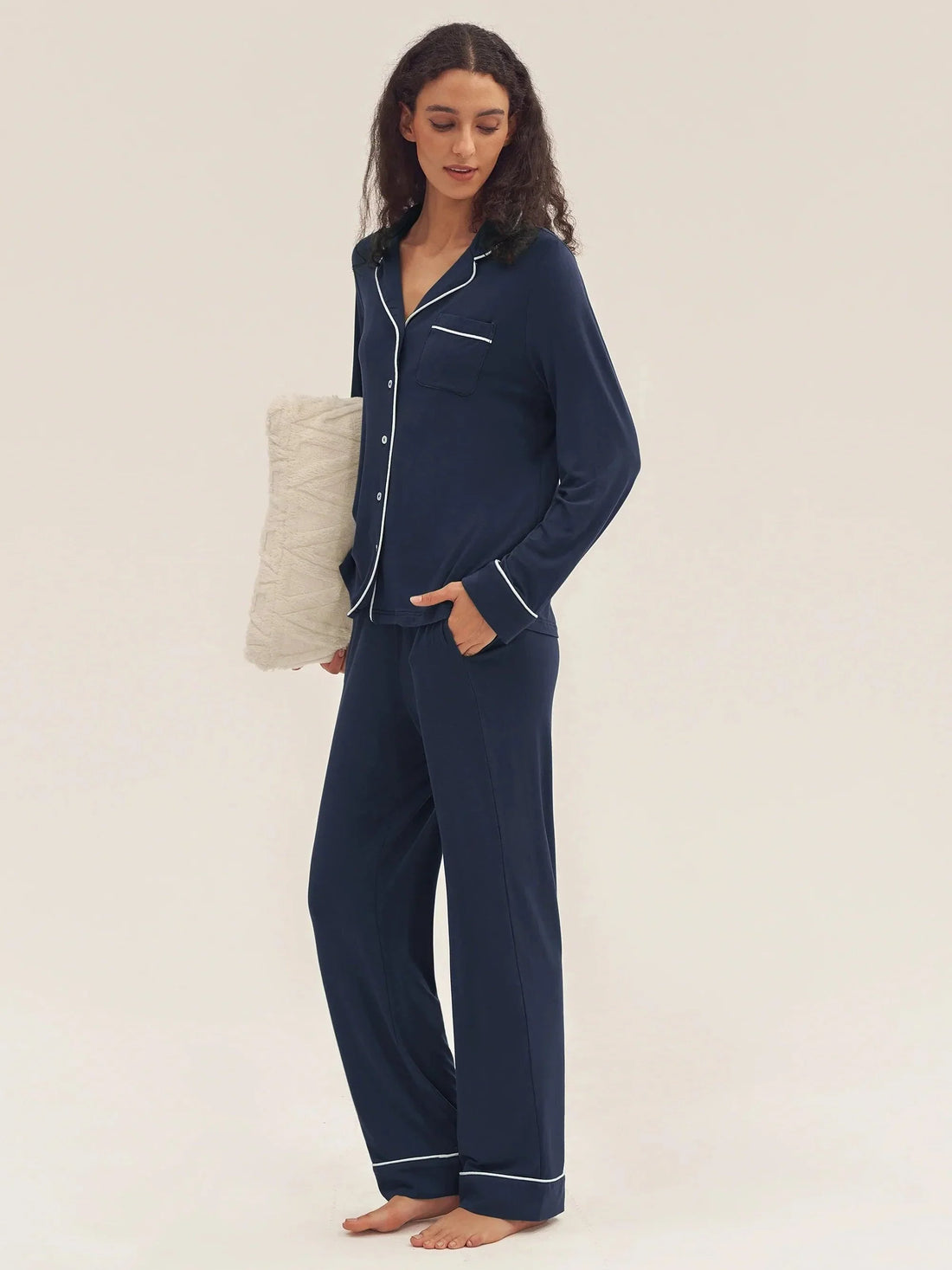 Bamboo Shirt Collar Pajama Set