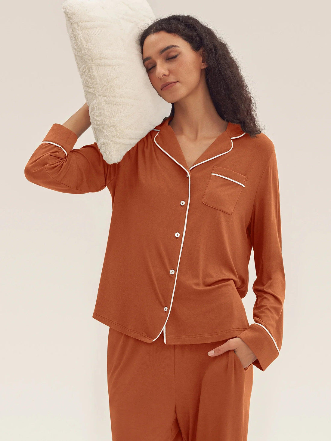 Bamboo Shirt Collar Pajama Set