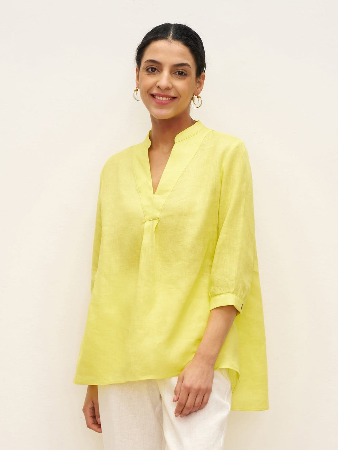100% Linen Pleated A-Line Shirt