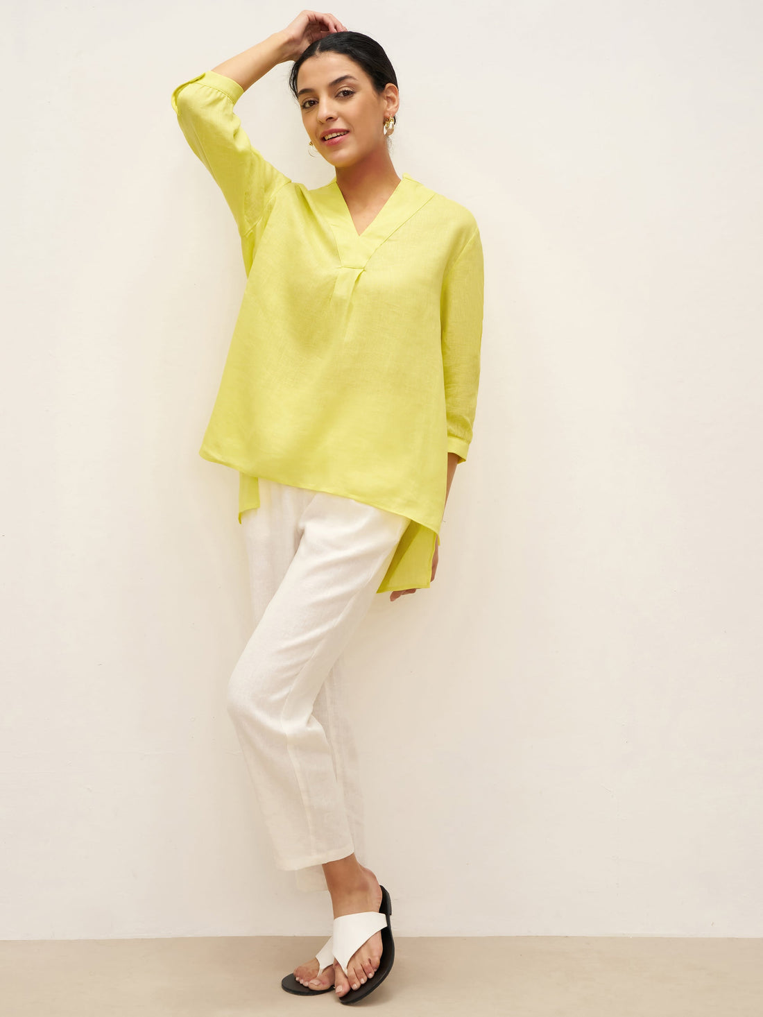 100% Linen Pleated A-Line Shirt