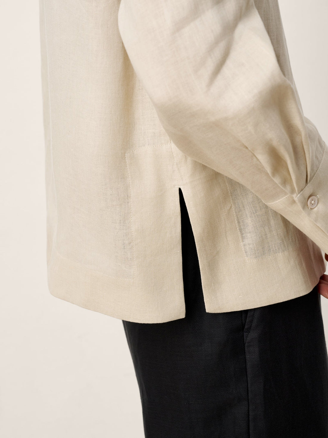 100% Linen Garment-Dyed Round Neck Shirt