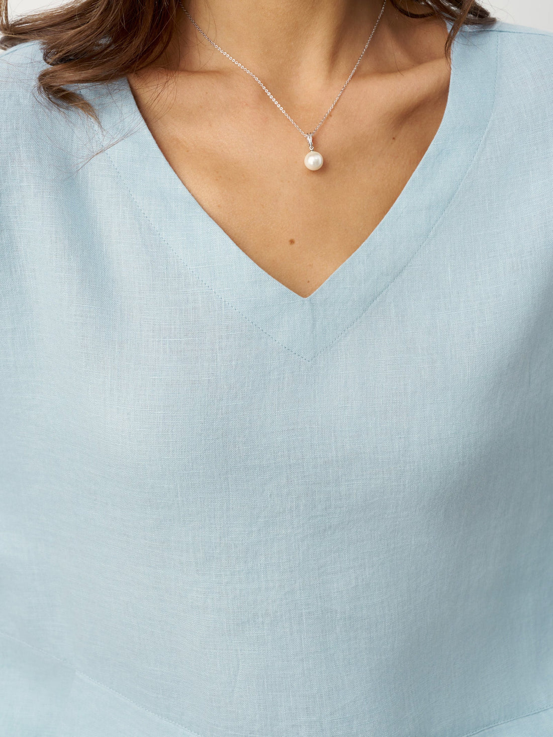 Linen Asymmetric V-Neck Half-Sleeve Shirt