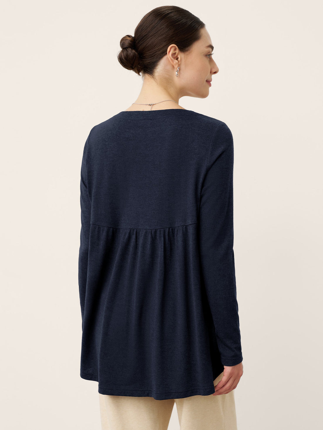 Wool Blend Ruched Boat Neck Top