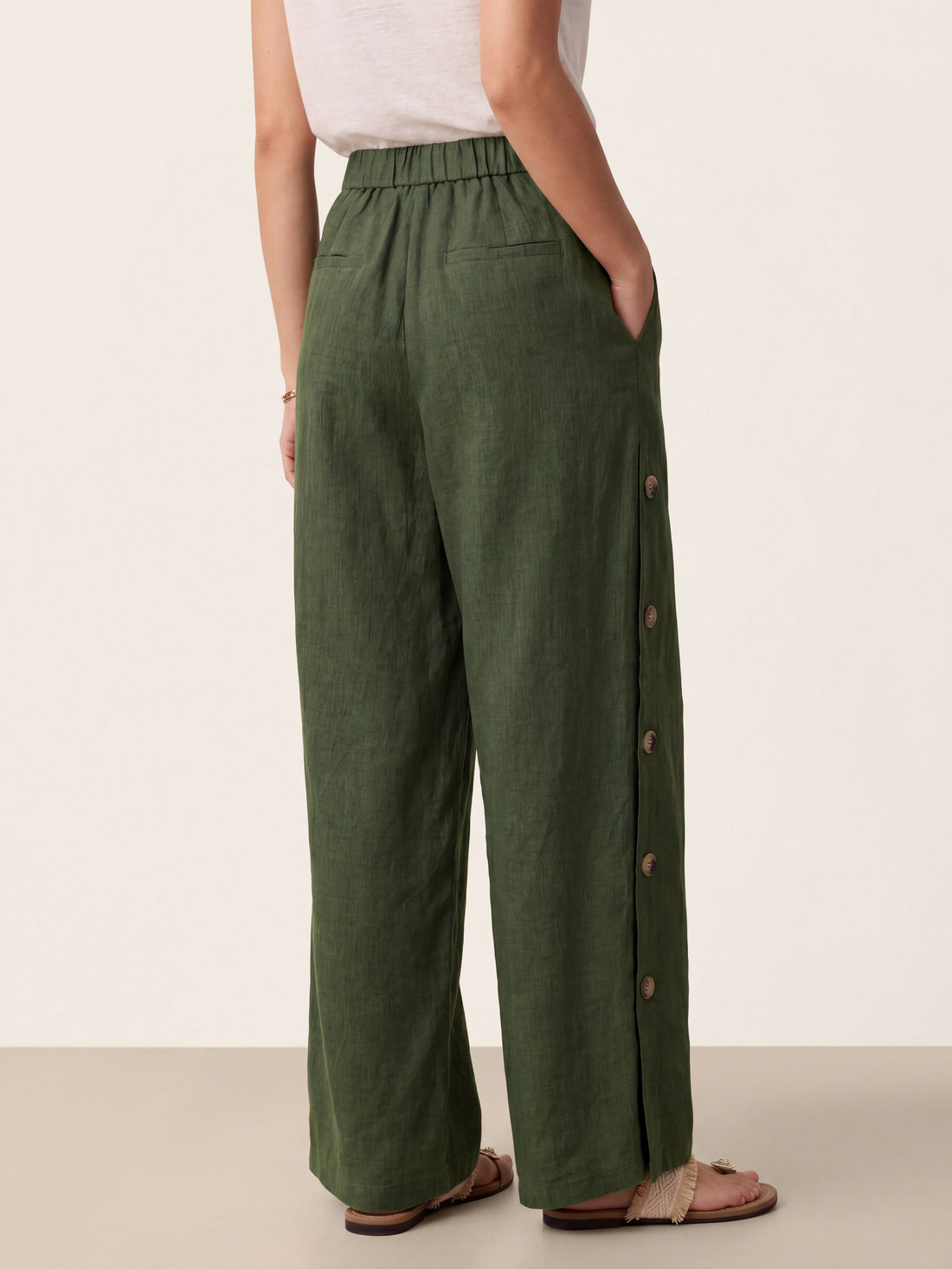 100% Linen High-Rise Straight-Leg Pants