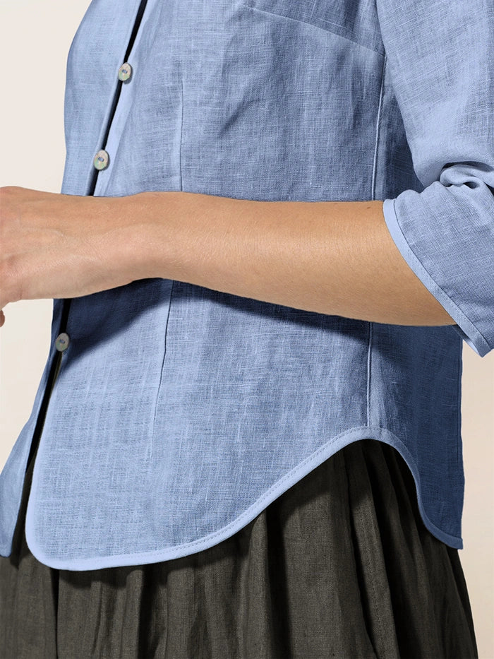 100% Linen Tailored Stand-Collar Jacket