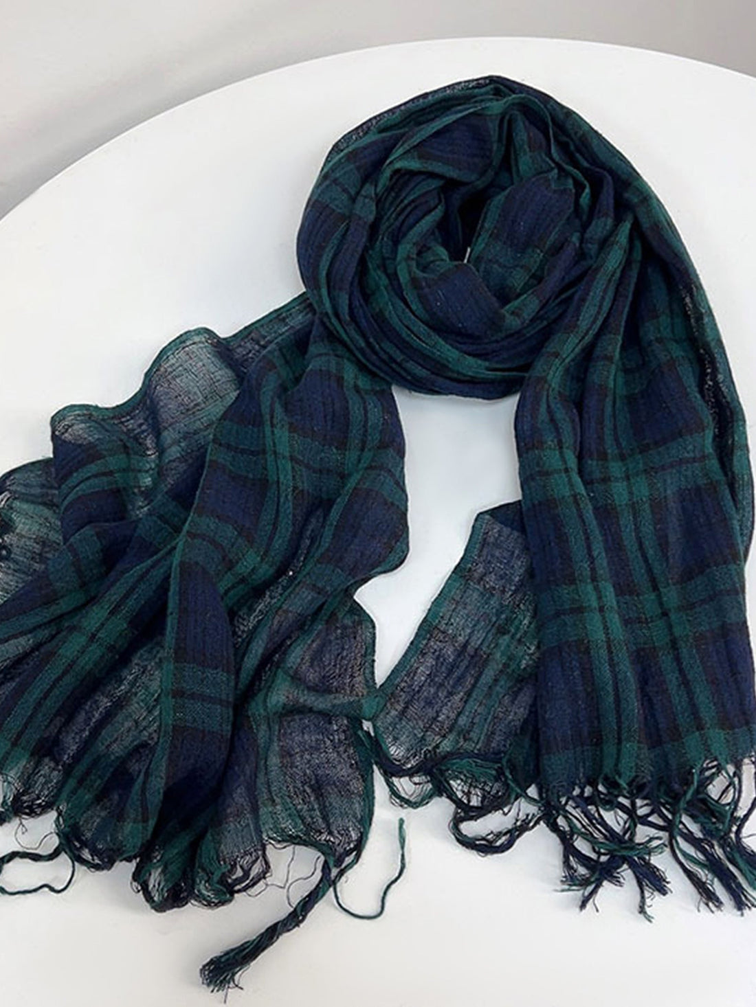 Cotton Linen Striped Lightweight Scarf