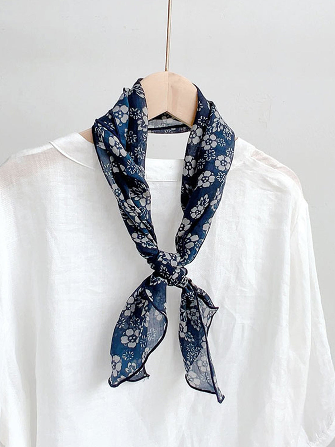 Ramie Printed Handkerchief Scarf