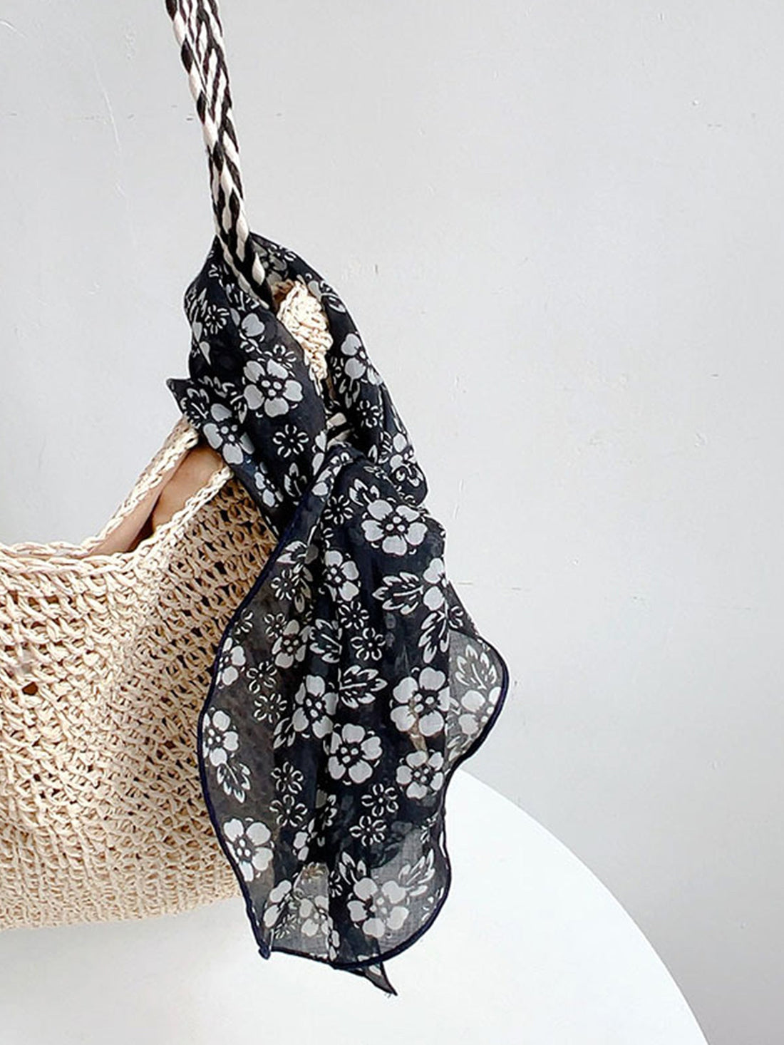 Ramie Printed Handkerchief Scarf