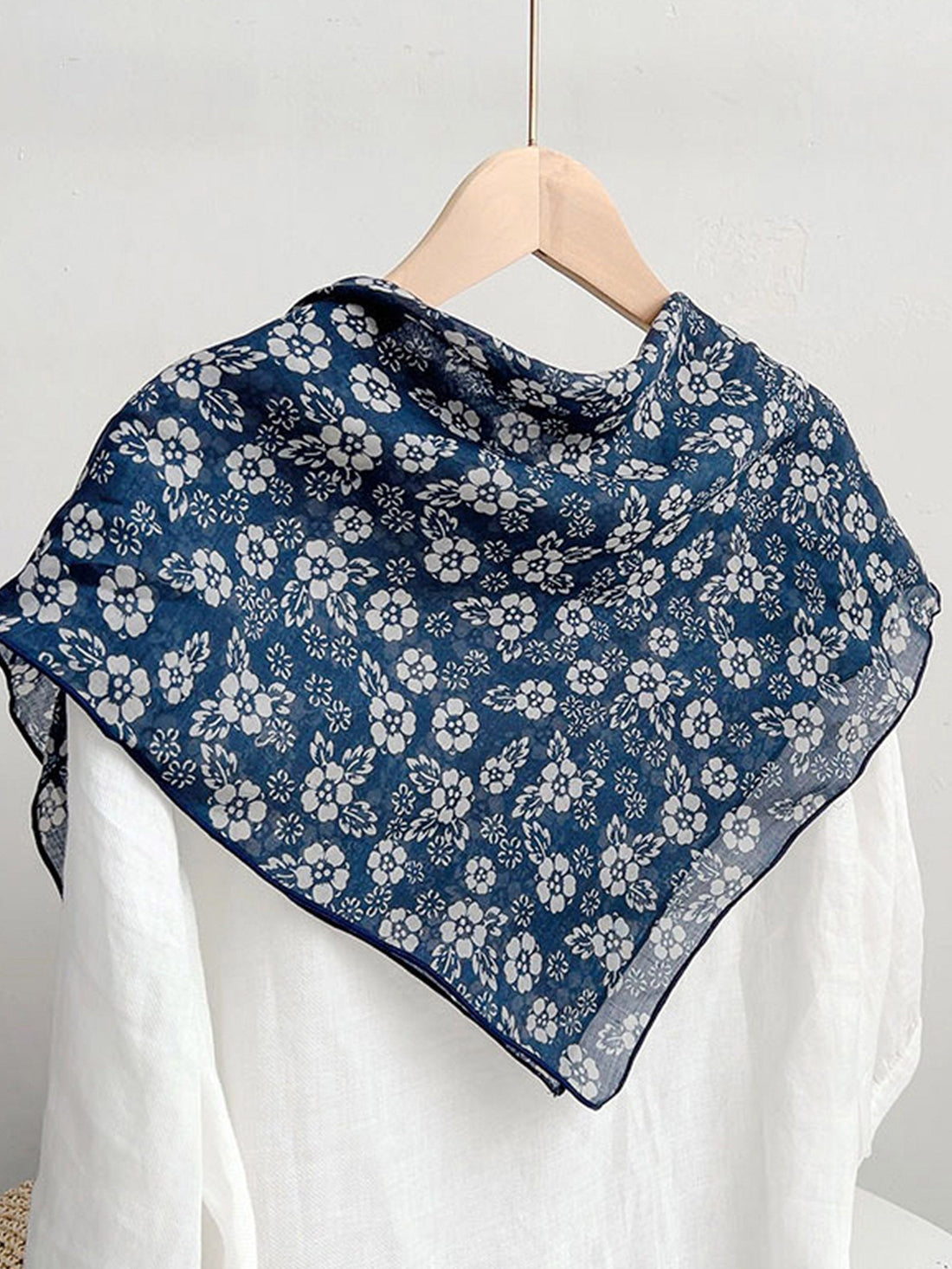 Ramie Printed Handkerchief Scarf