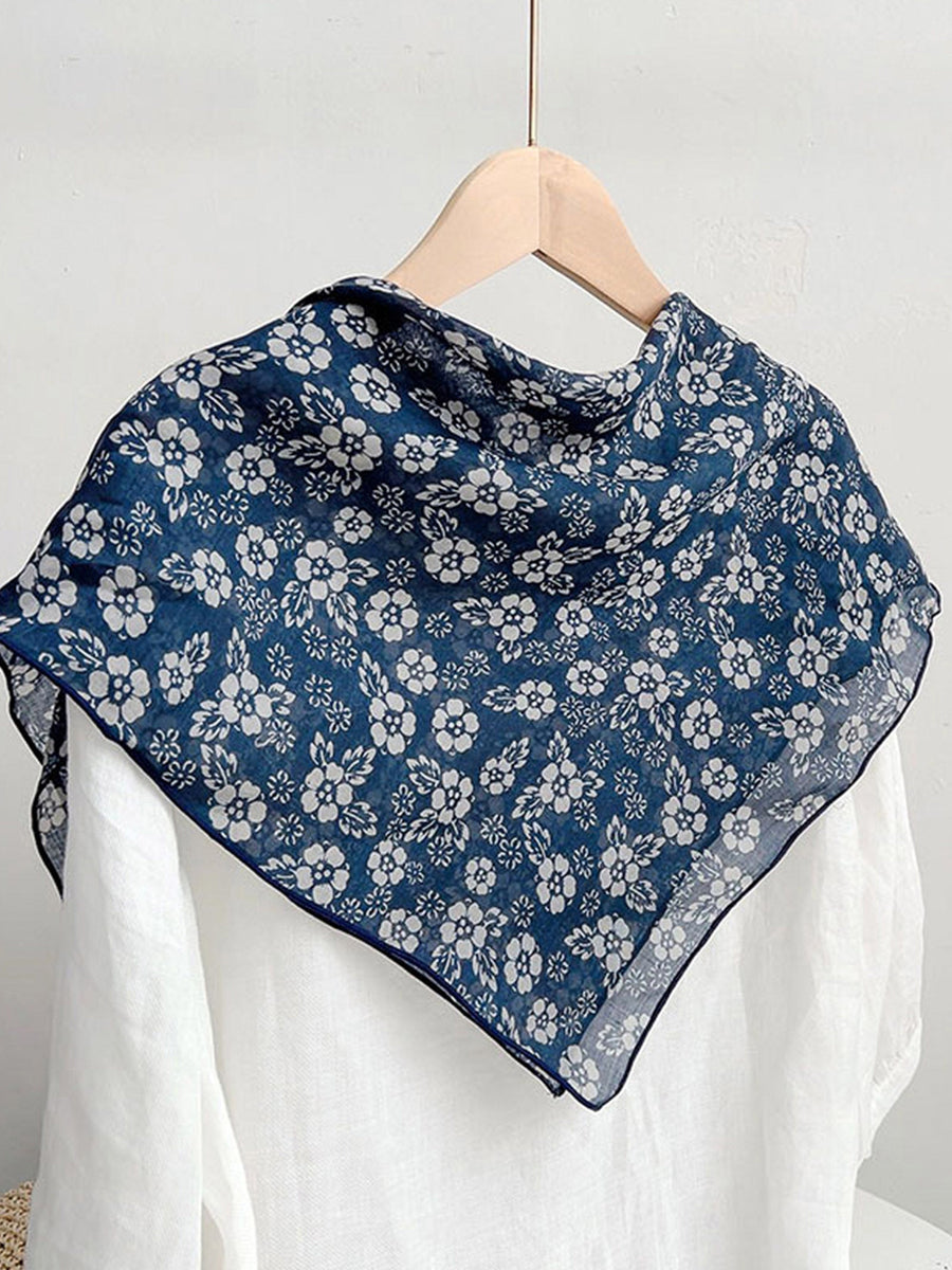 Ramie Printed Handkerchief Scarf