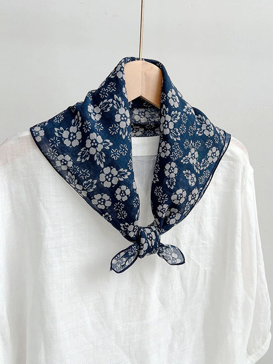 Ramie Printed Handkerchief Scarf