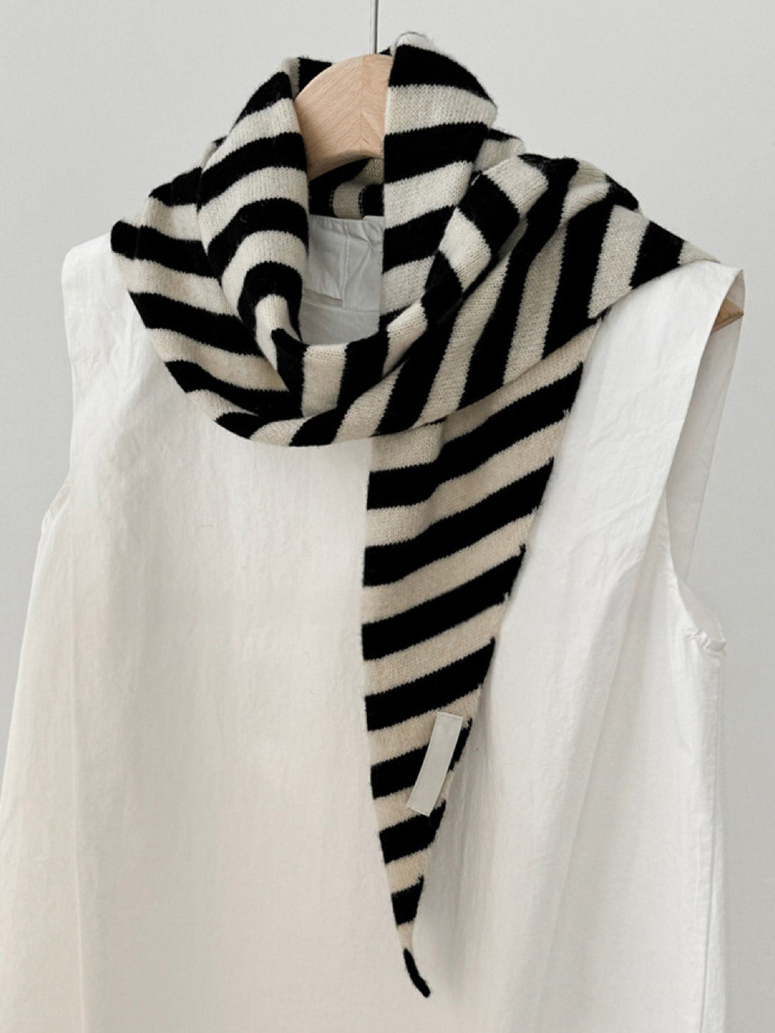 Wool Striped Triangle Scarf, One Size