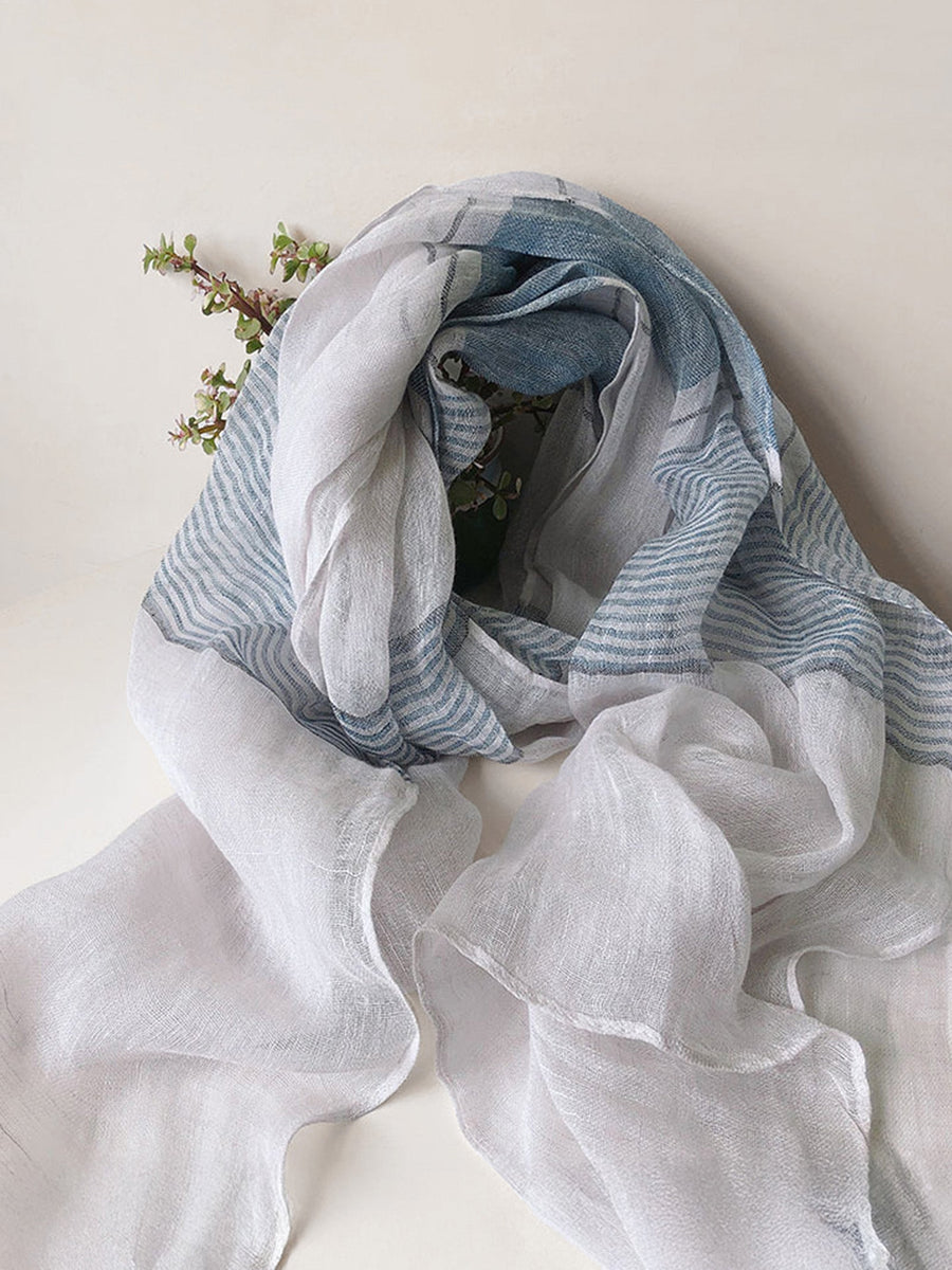 Linen Striped Colour-Block Scarf