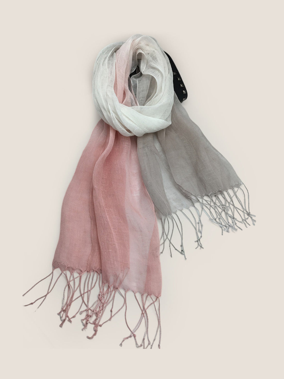 100% Linen Gradient Fringed Scarf