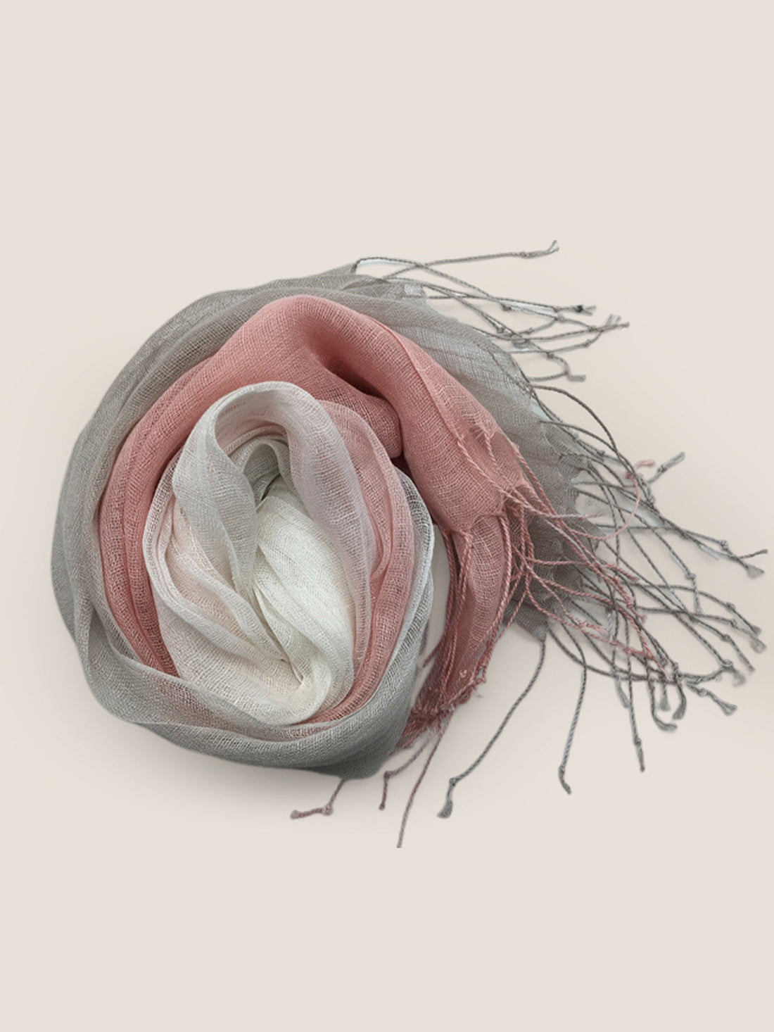 100% Linen Gradient Fringed Scarf