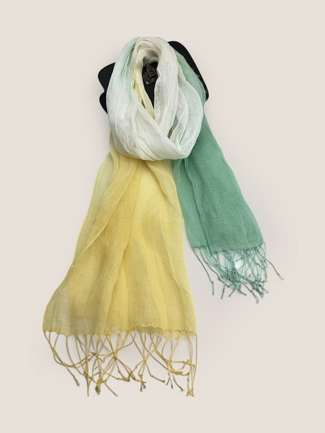 100% Linen Gradient Fringed Scarf