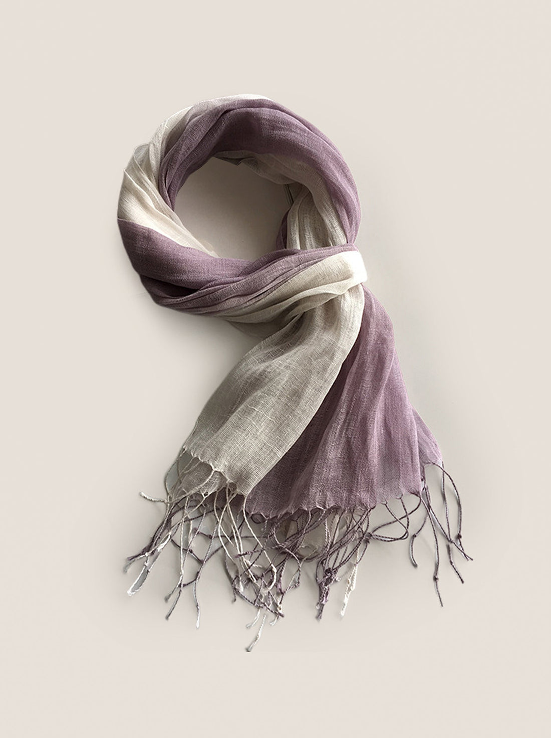 100% Linen Gradient Fringed Scarf