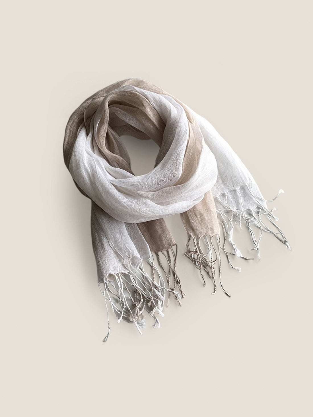 100% Linen Gradient Fringed Scarf