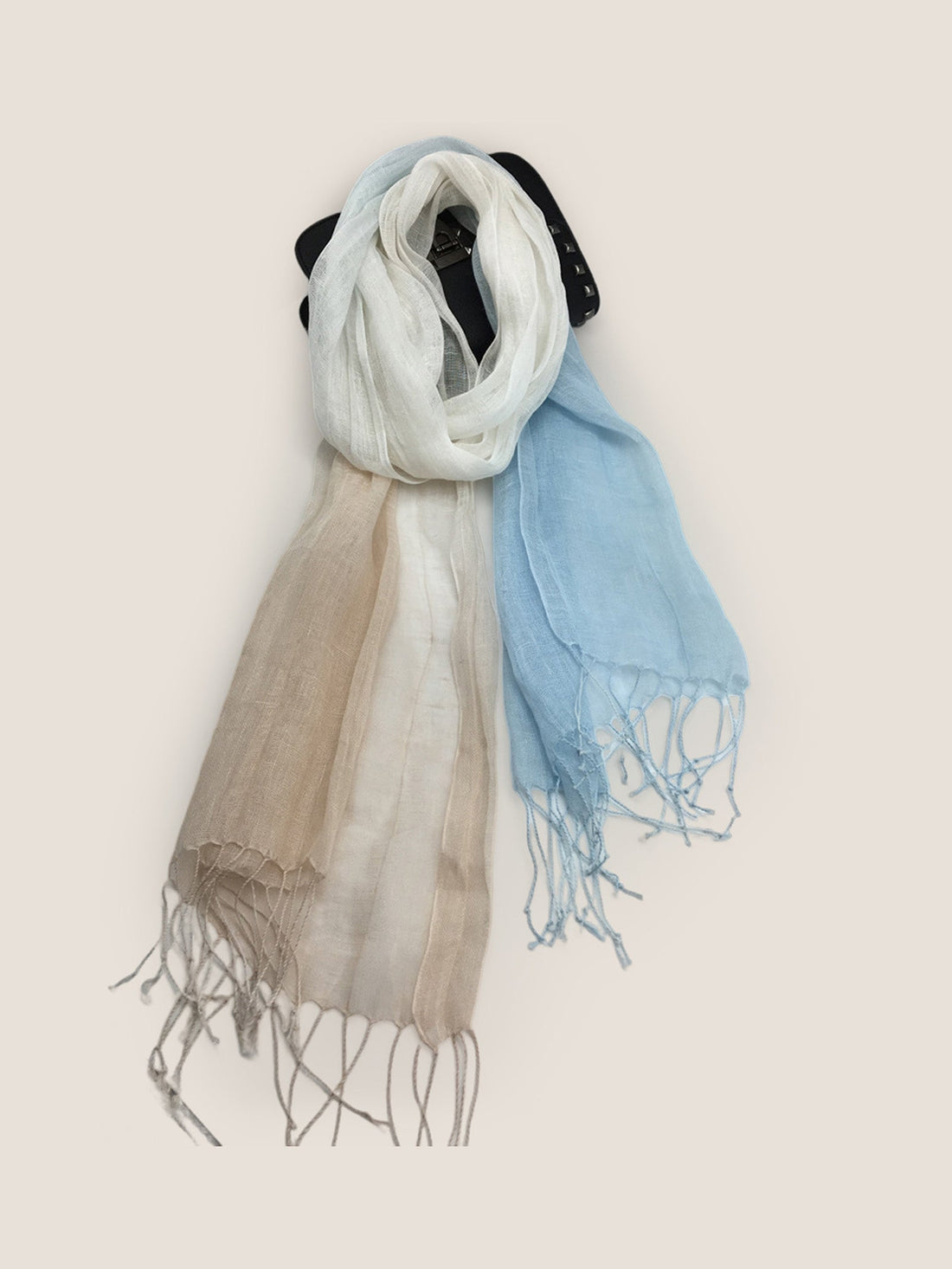 100% Linen Gradient Fringed Scarf