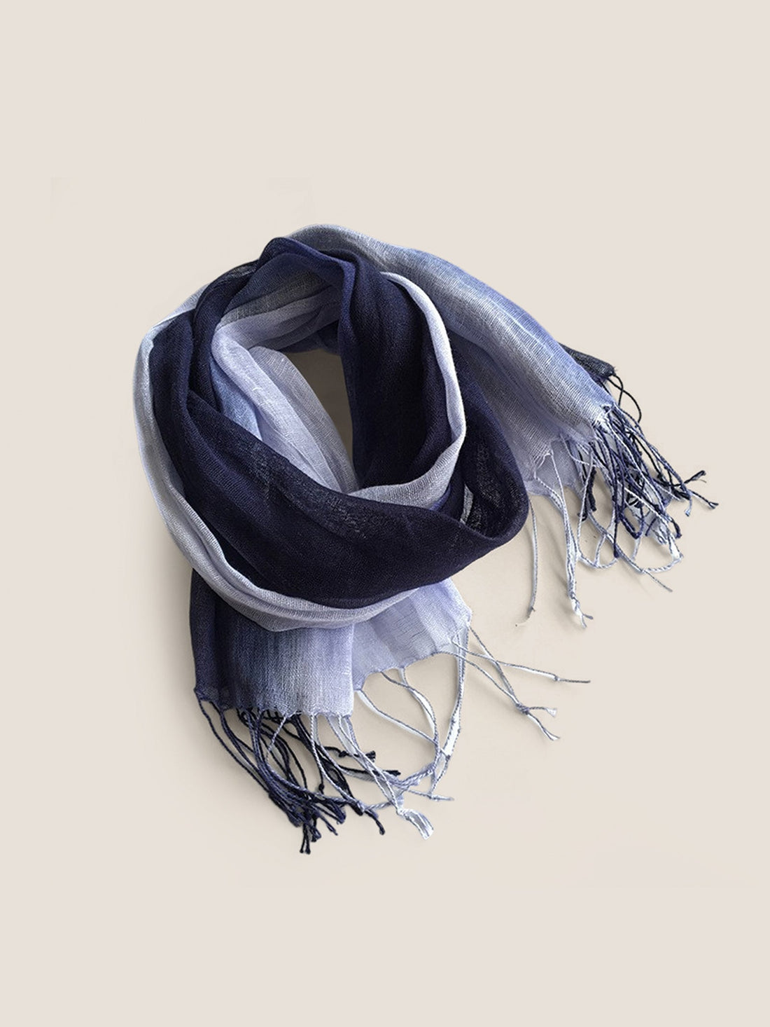 100% Linen Gradient Fringed Scarf