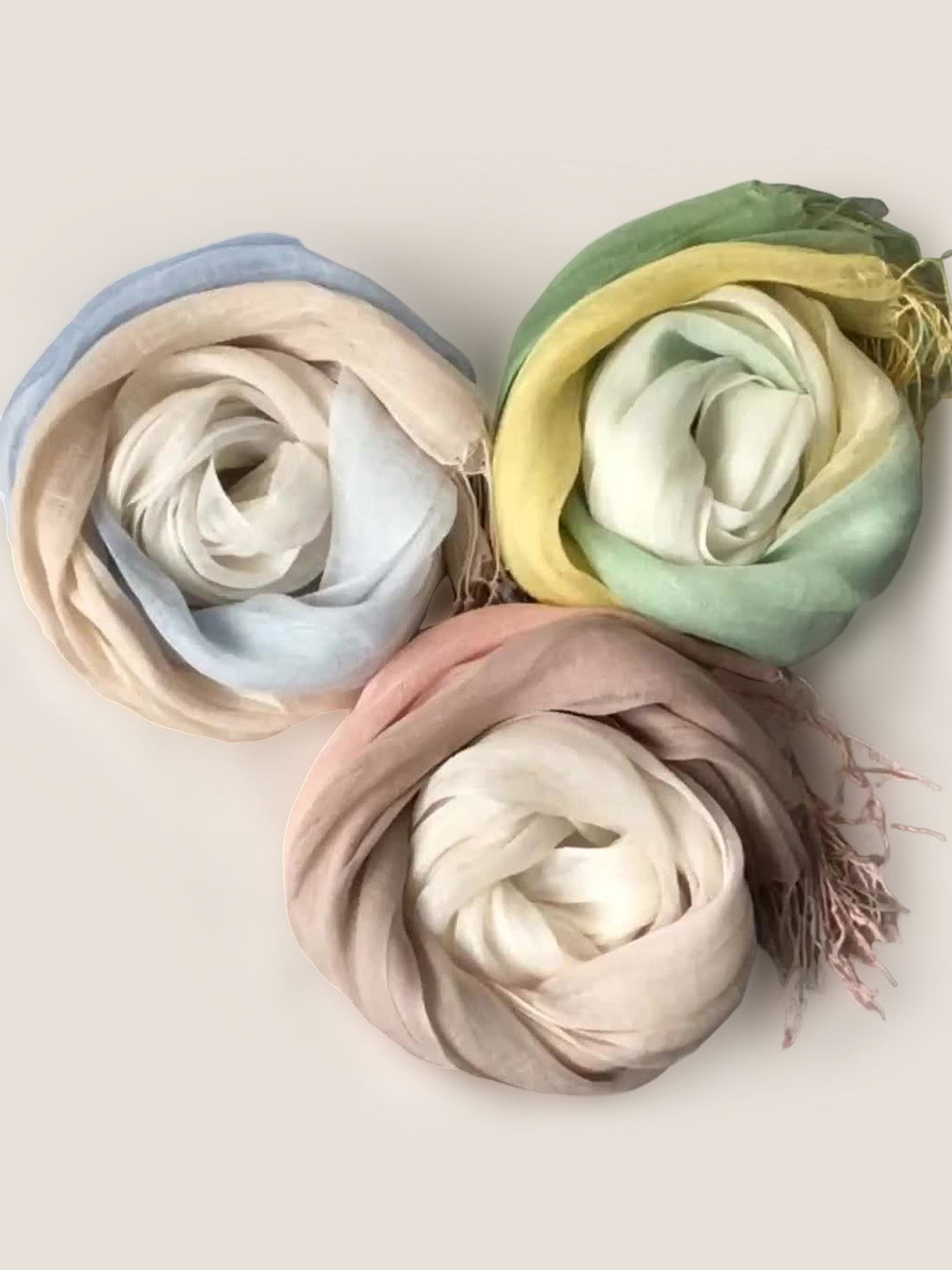 100% Linen Gradient Fringed Scarf