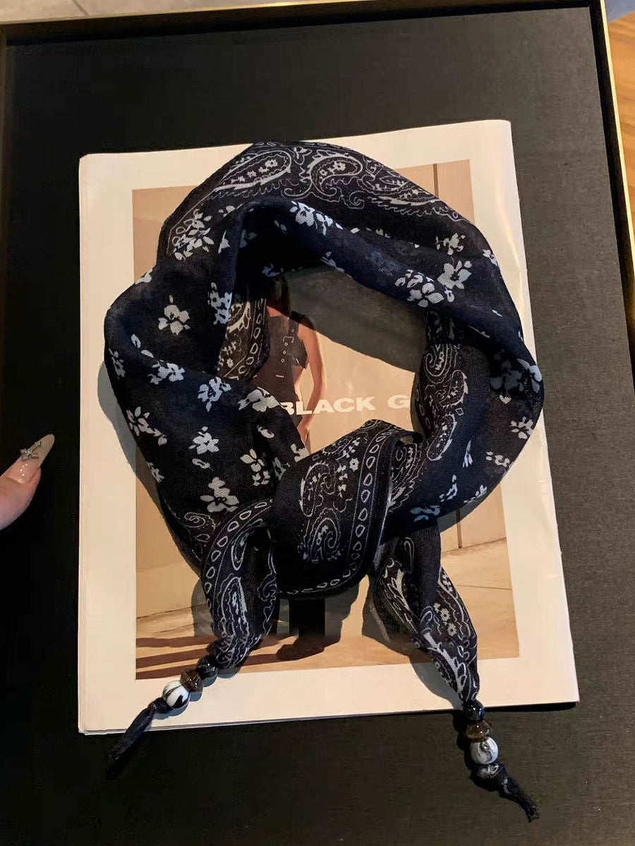 Silk Floral Print Scarf, One Size