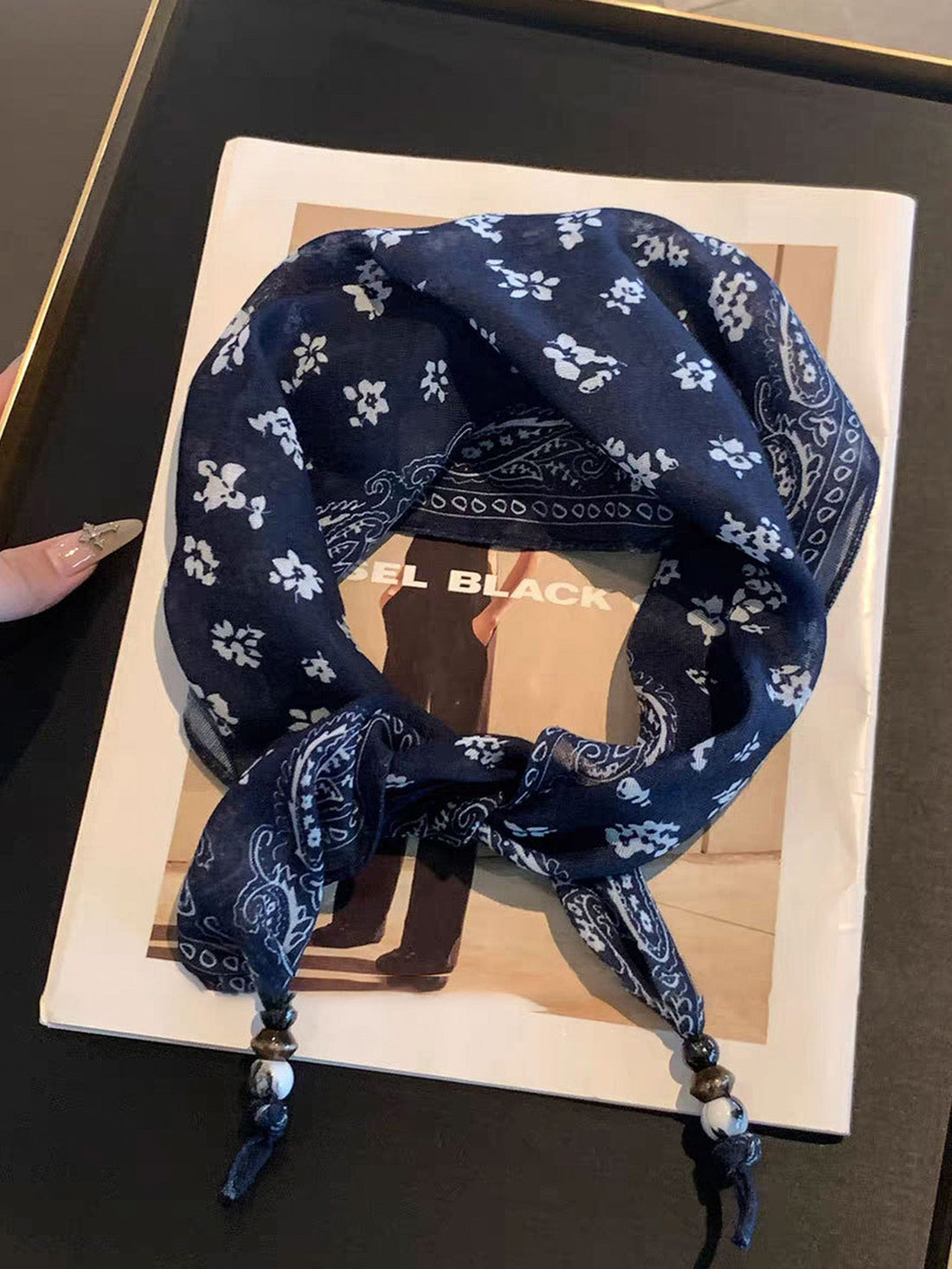 Silk Floral Print Scarf, One Size