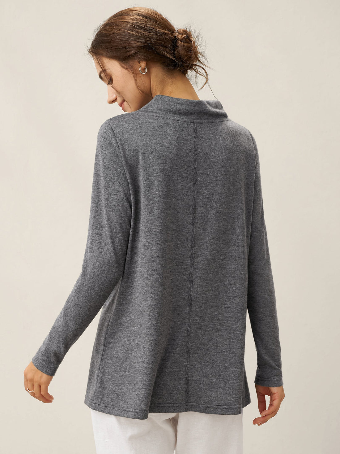Jersey Knit Button Detail Long Sleeve Top