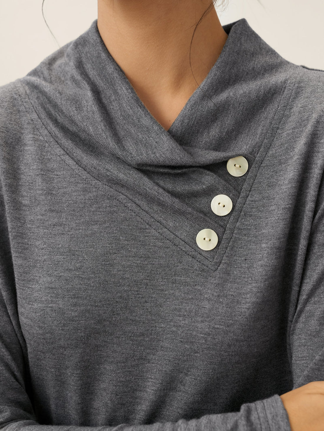 Jersey Knit Button Detail Long Sleeve Top