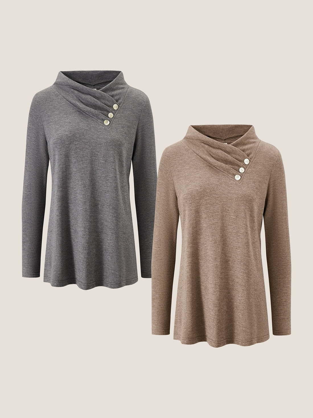 Jersey Knit Button Detail Long Sleeve Top