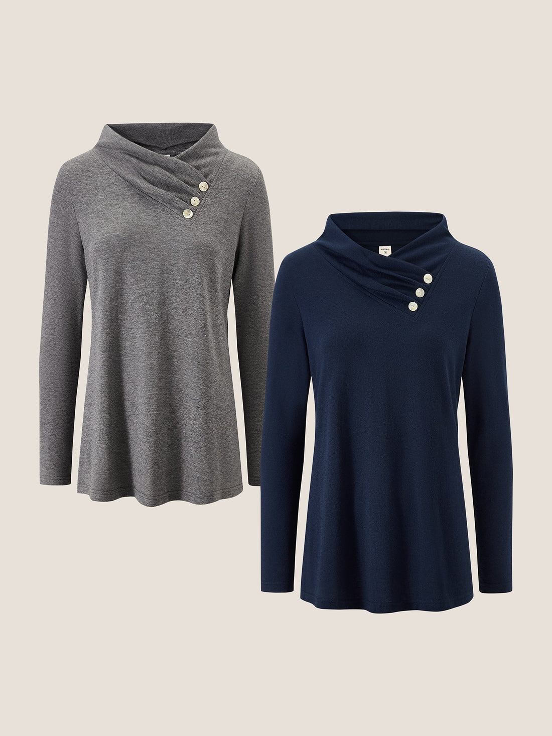 Jersey Knit Button Detail Long Sleeve Top