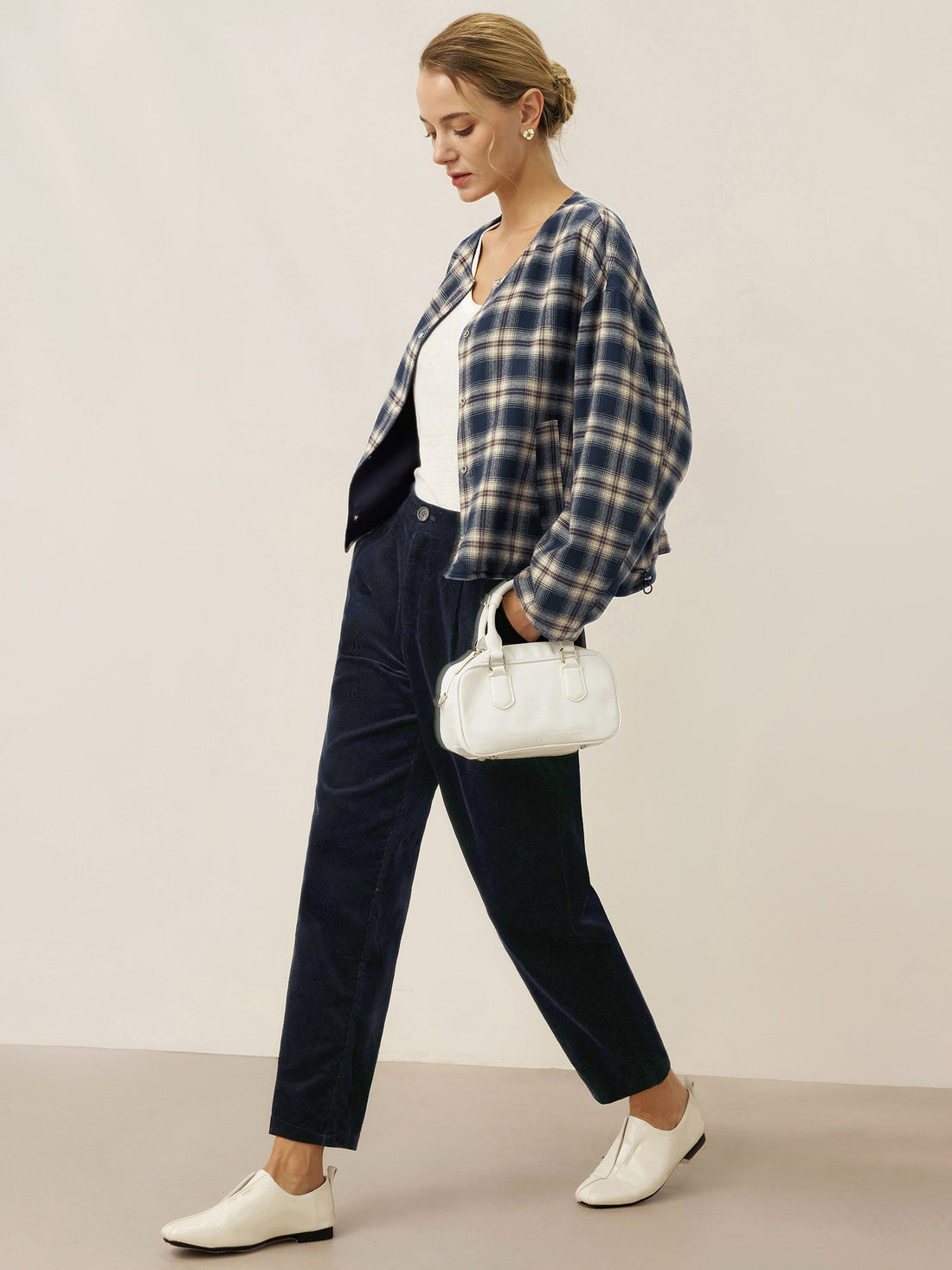 100% Cotton Elastic-Waist Tapered Pants