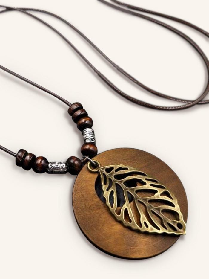 Linen Drape Necklace, Botanical Print