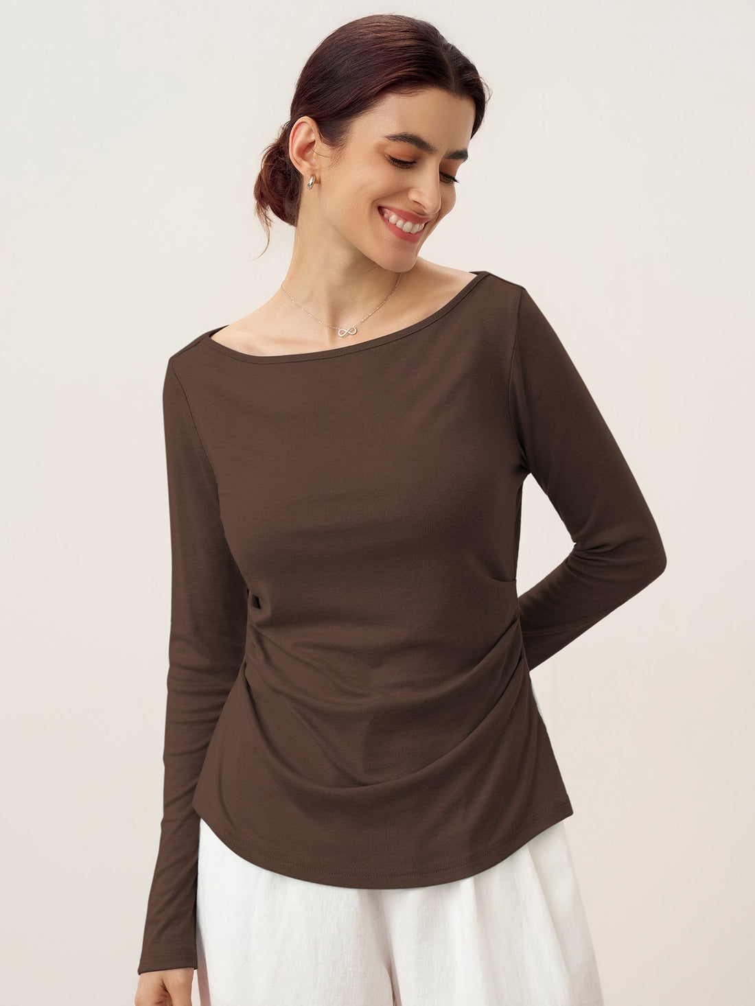 Wool Blend Stretch Jersey Top, Tailored Fit