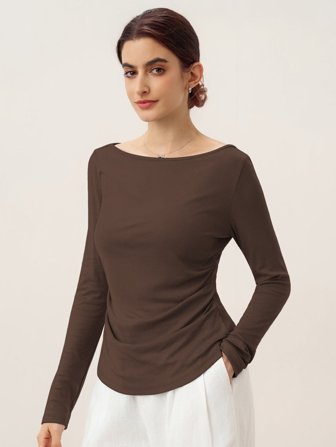 Wool Blend Stretch Jersey Top, Tailored Fit