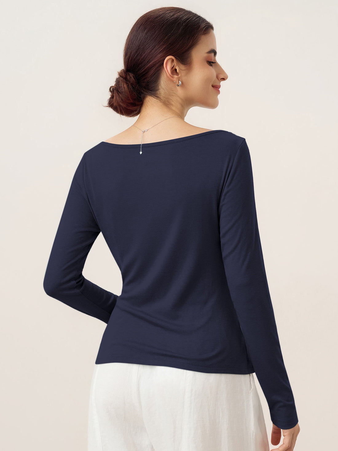 Wool Blend Stretch Jersey Top, Tailored Fit