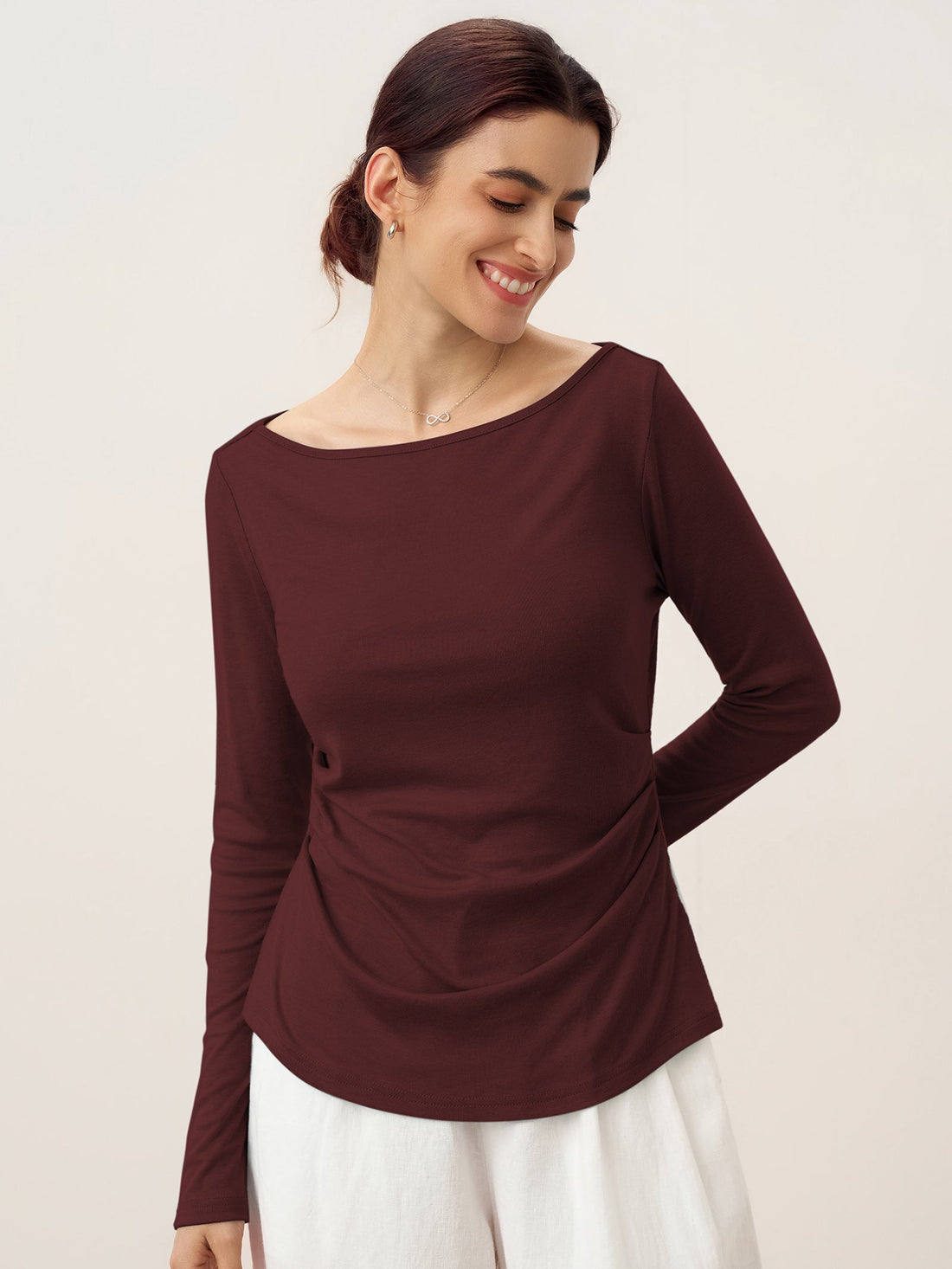 Wool Blend Stretch Jersey Top, Tailored Fit