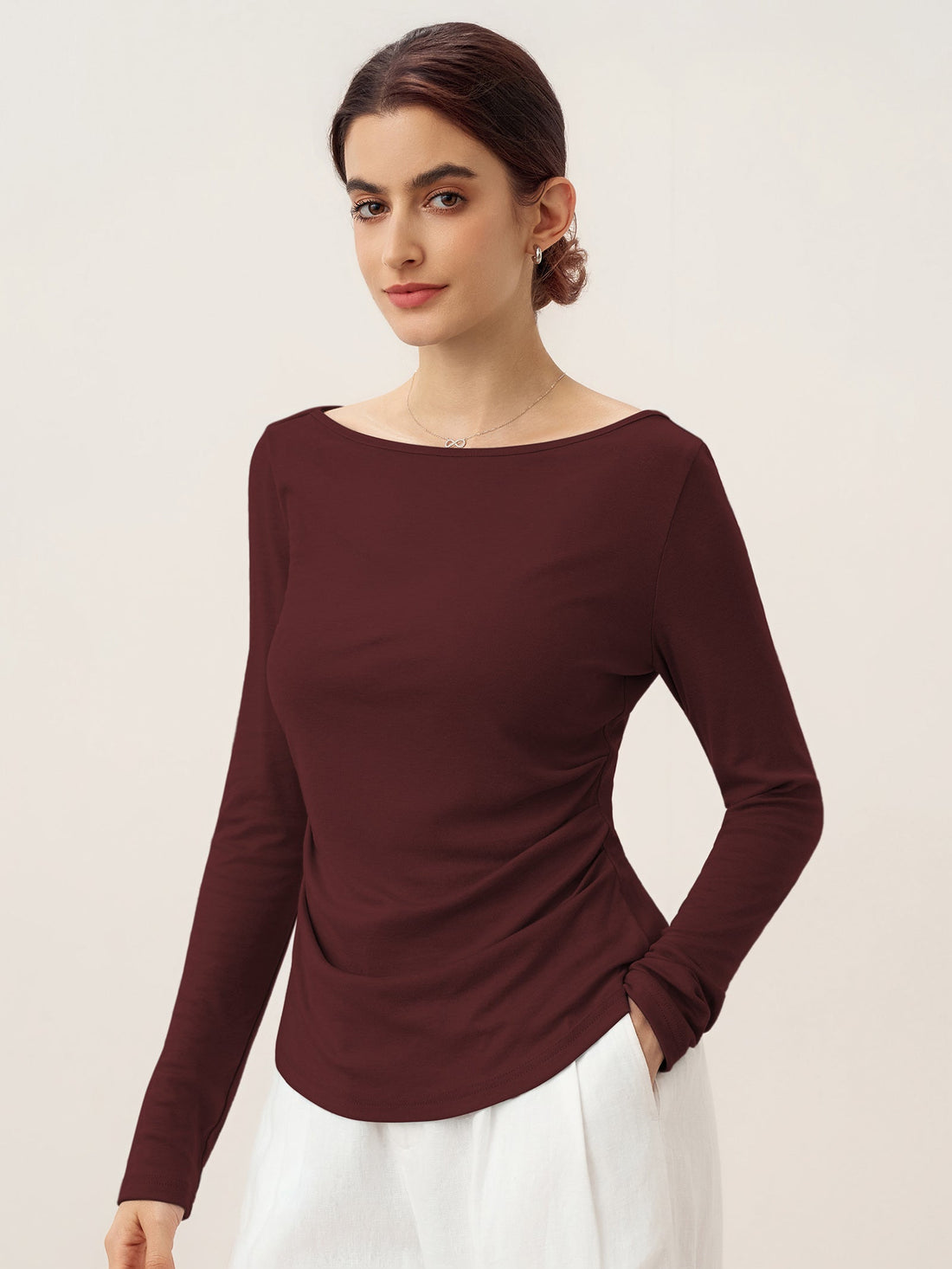 Wool Blend Stretch Jersey Top, Tailored Fit