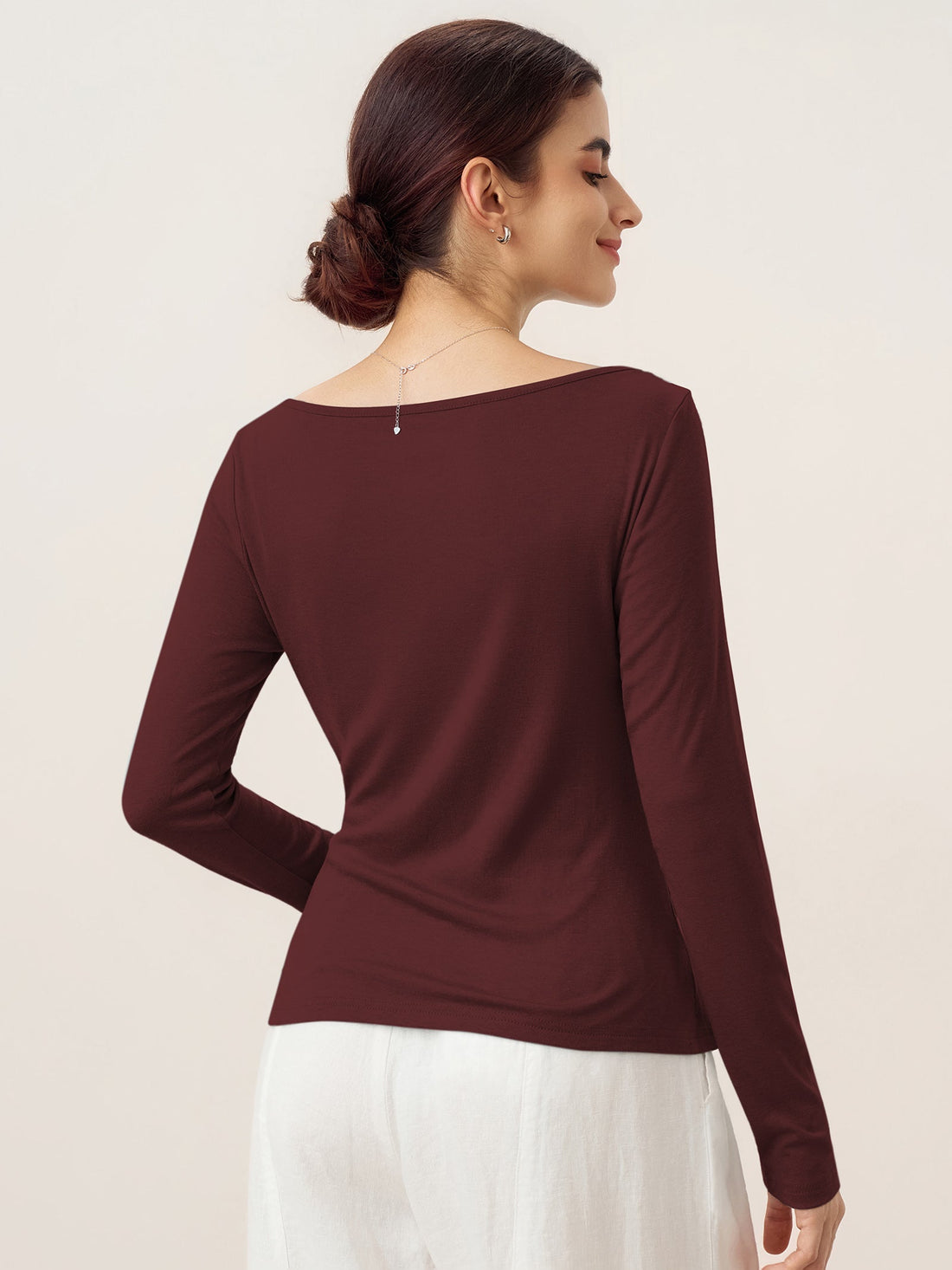 Wool Blend Stretch Jersey Top, Tailored Fit